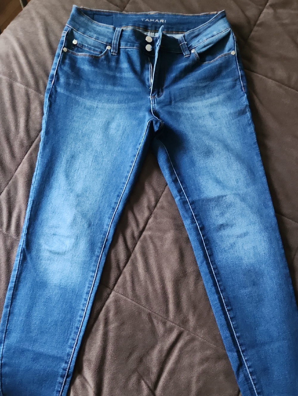 Tahari Slim Stretch Denim Jeans - Medium Blue